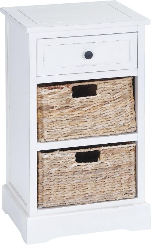 Photo 1 of 
Deco 79 Wood 2 Baskets and 1 Drawer Storage Unit, 17.1" x 14.2" x 28.9", Hunter Green