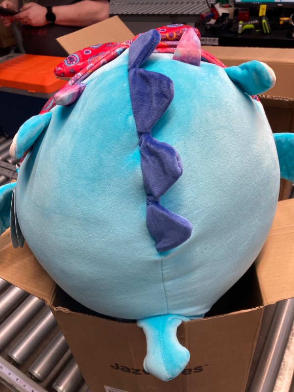 Photo 3 of Squishmallows Original 14-Inch Tatiana Teal Dragon with Red Bandana - Large Ultrasoft Official Jazwares Plush