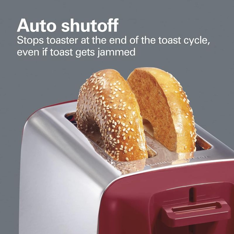 Photo 2 of Hamilton Beach 2 Slice Toaster with Extra Wide Slots, Shade Selector, Auto-Shutoff, Cancel Button and Toast Boost, Red