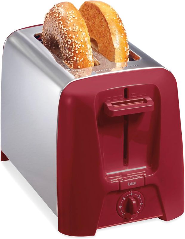 Photo 1 of Hamilton Beach 2 Slice Toaster with Extra Wide Slots, Shade Selector, Auto-Shutoff, Cancel Button and Toast Boost, Red