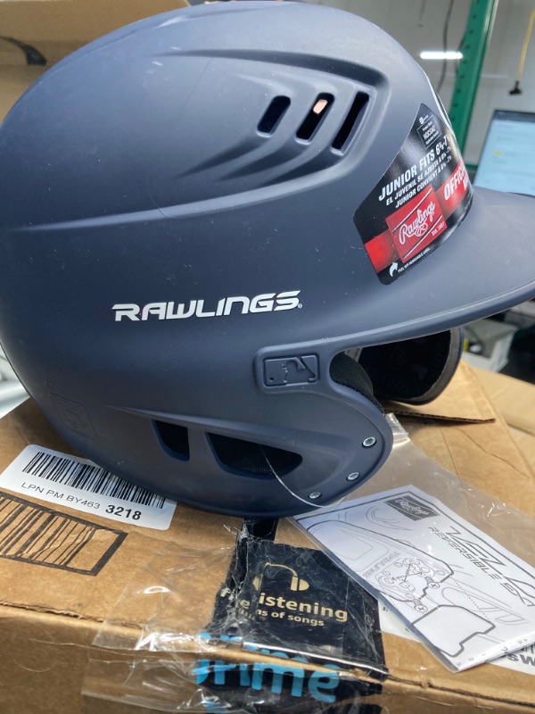 Photo 2 of Rawlings | R16 Reversible EXT | Matte Batting Helmet | Reversible Face Guard | Junior & Senior Sizes | Blue