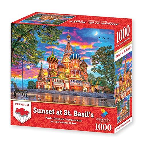 Photo 2 of Majestic by Springbok 1000 Piece Jigsaw Puzzle Sunset at St Basil S - Made in USA - Compact Box