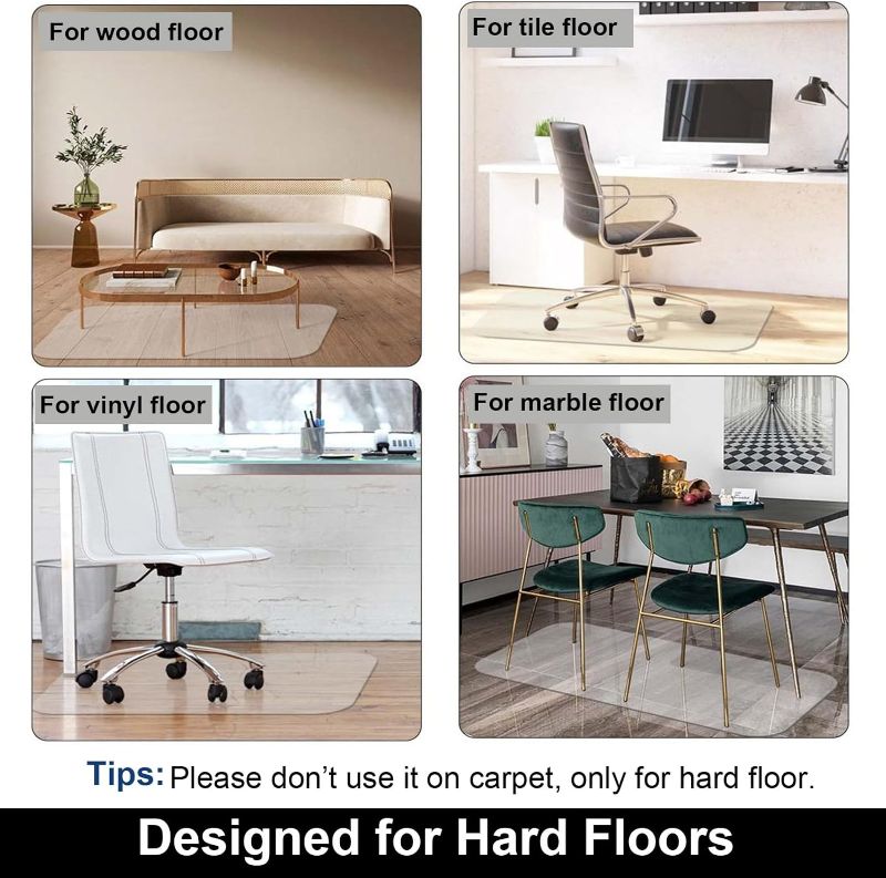 Photo 2 of AiBOB Office Chair Mat for Hardwood Floors, 45'' X 53'' Heavy Duty Floor Mats for Computer Desk, Easy Glide for Chairs, Flat Without Curling