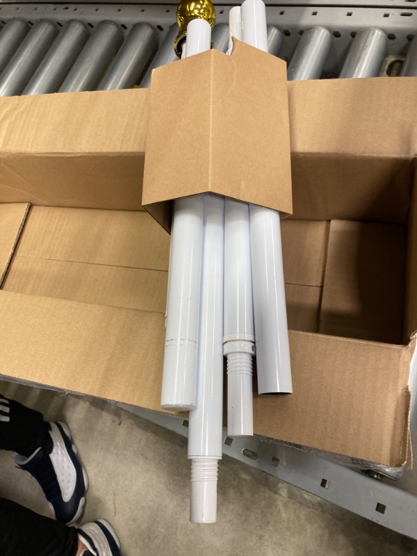 Photo 1 of American Flag 3x5 ft with White Pole Kit: Longest Lasting US Flag, Embroidered Stars, Brass Grommets, 6 Ft No Tangle Flagpole Aluminum and 2-Position Flag Pole Bracket 3x5 ft with pole kit