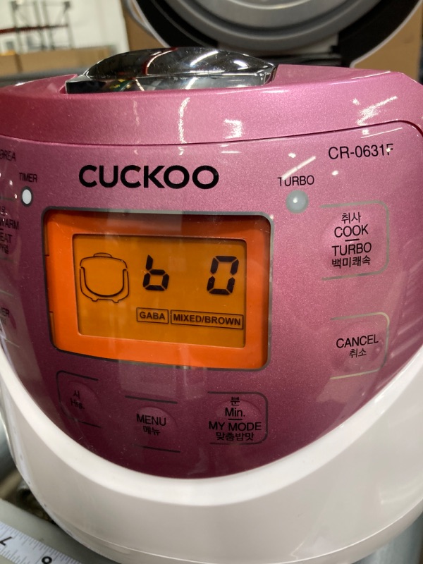 Photo 2 of CUCKOO CR-0631F | 6-Cup (Uncooked) Micom Rice Cooker | 8 Menu Options: White Rice, Brown Rice & More, Nonstick Inner Pot, Made in Korea | White/Pink