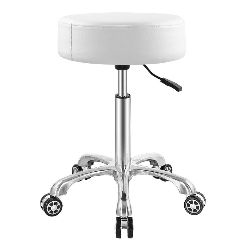 Photo 1 of Professional Swivel Rolling Stool Adjustable Height Hydraulic Stool with Wheels for Clinic Dentist Spa Massage Salons Studio (White)