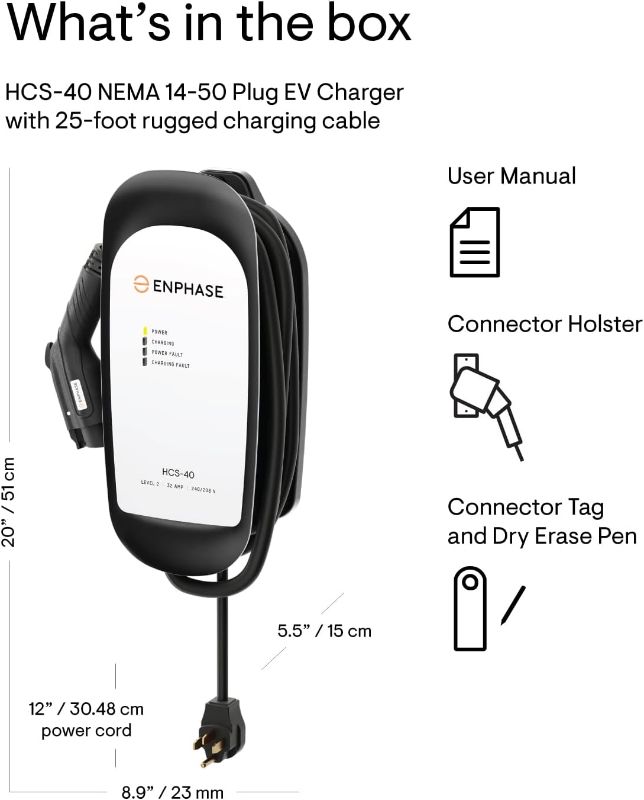 Photo 2 of Enphase HCS-40 EV Charger (Formerly ClipperCreek): 32A, 7.7kW, 240V Plug-in, NEMA 14-50, 25 ft Cable,  