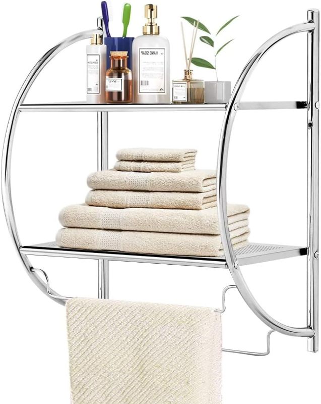 Photo 1 of Goplus 2-Tier Wall Mount Shower Organizer Holder Storage Rack Towel Bar Toilet Bathroom
