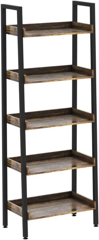 Photo 1 of 
ASTARTH Ladder Shelf-5 Tier Bookshelves w/Open Shelf for Storage, Industrial Bookshelf & Tall Ladder Shelf-Metal Frame for Bedroom, Living Room, Kitchen-67.3'' H, Easy Assembly, Rustic Brown
