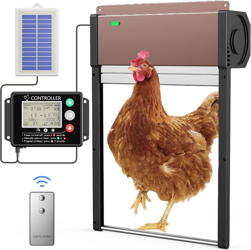 Photo 1 of 2023 Aluminium Chicken Flap Solar Rolling Door, CHAMUTY Automatic Chicken Flap with Display Screen, Light Sensor, Timer, Remote Control, Electric Chicken...