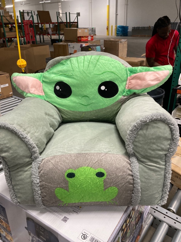 Photo 2 of Idea Nuova Figural Mink with Sherpa Trim Bean Bag Chair for Toddlers and Kids, Star Wars Grogu