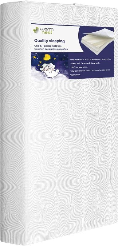 Photo 1 of 
Memory Foam Crib Mattress, Dual Side Toddler Mattress,Washable and Waterproof, fits Standard Full-Size Crib and Toddler Bed,Fiberglass-Free.