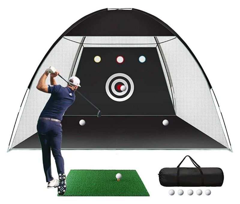 Photo 1 of 10x7FT Practice Golf Net Set Golf Training Aids Driving Hitting Nets w/ Golf Mat