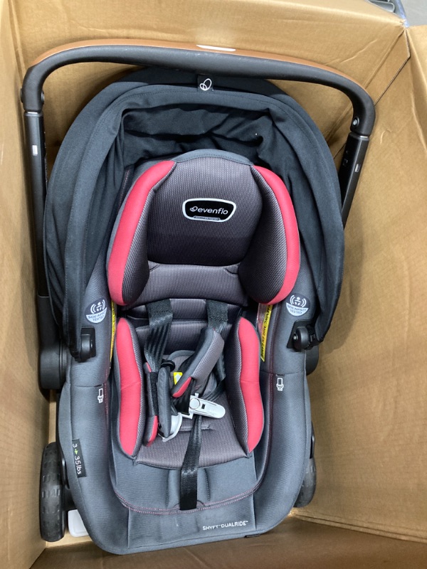 Photo 3 of Evenflo Shyft DualRide Infant Car Seat and Stroller Combo with Carryall Storage (Sylva Pink) Shyft Dualride Sylva Pink