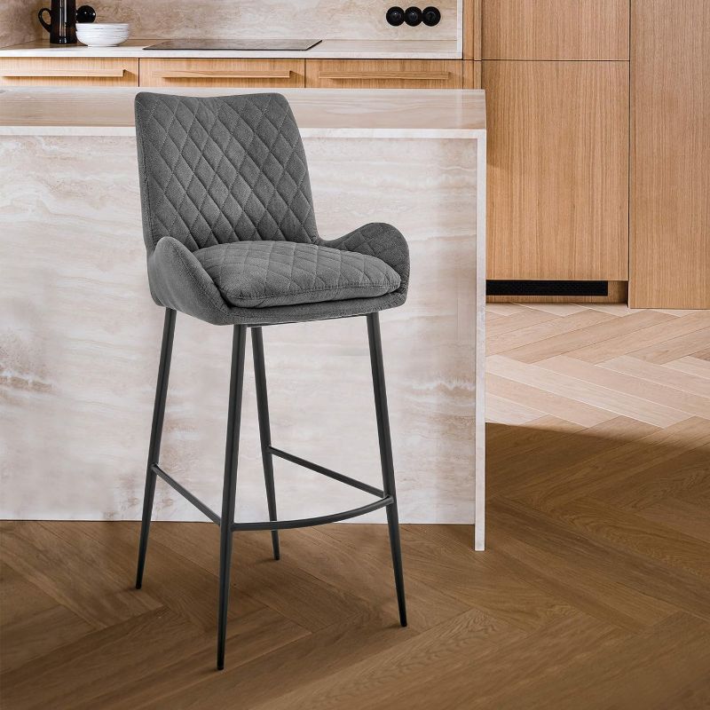 Photo 1 of Armen Living Panama 31" Bar Height Bar Stool in Charcoal Fabric and Black Finish