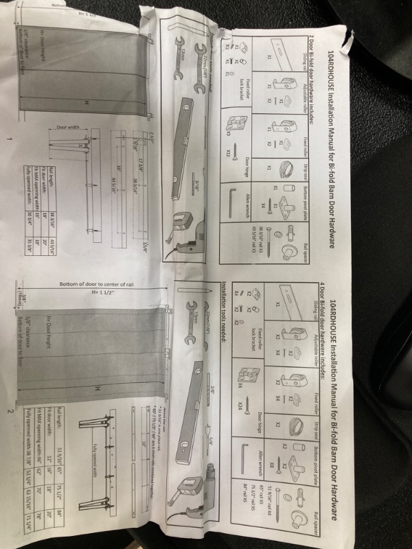 Photo 2 of 5FT/60'' Bi-Folding Barn Door Hardware Sliding Track kit Heavy Duty for 4 Doors(No Wood Door?Hardwware Only)