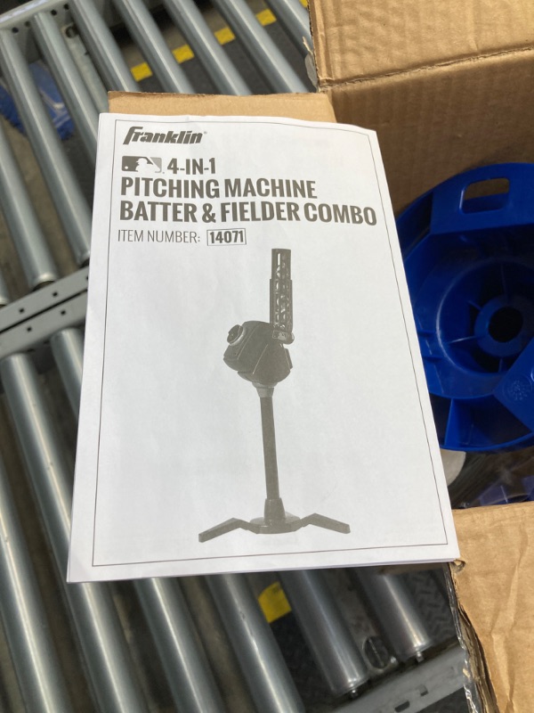 Photo 2 of Franklin Sports Baseball Pitching Machine - Adjustable Baseball Hitting & Fielding Practice Machine For Kids - with 6 Baseballs - Great For Practice,Blue