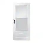 Photo 1 of *box is damaged***400 Series 36 in. x 80 in. White Universal 3/4 Light Retractable Aluminum Storm Door with Nickel Hardware