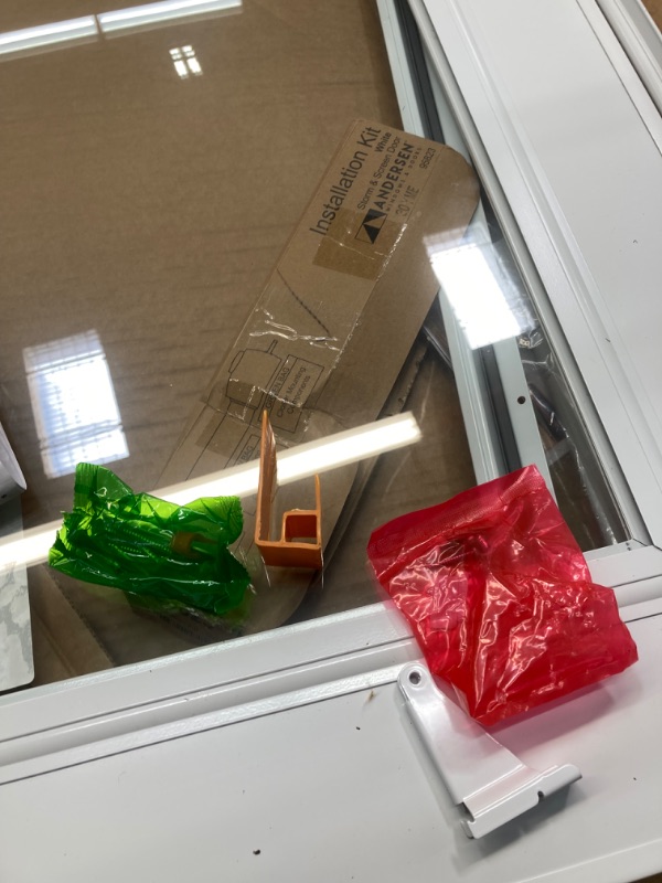 Photo 1 of *box is damaged***400 Series 36 in. x 80 in. White Universal 3/4 Light Retractable Aluminum Storm Door with Nickel Hardware