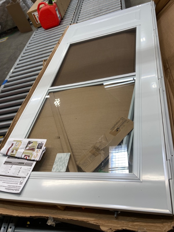 Photo 4 of *box is damaged***400 Series 36 in. x 80 in. White Universal 3/4 Light Retractable Aluminum Storm Door with Nickel Hardware