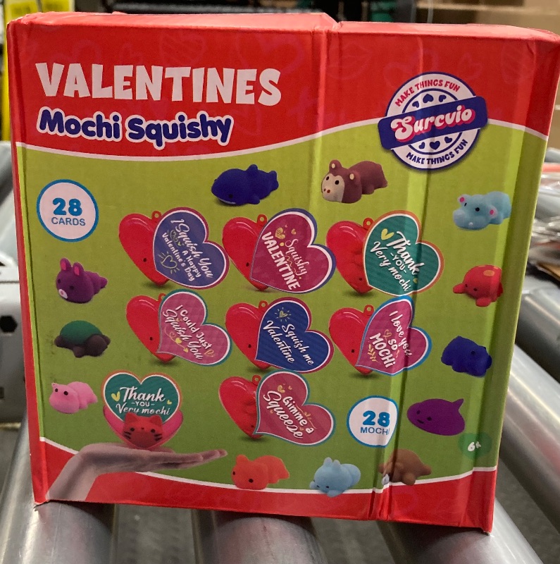 Photo 2 of 28 Pack Valentines Day Gifts for Kids, Mochi Squishies Party Favor Set with Filled Hearts and Valentines Greeting Cards, Valentine's Day School Prize Party Favor, Classroom Exchange Gift Set Style 1