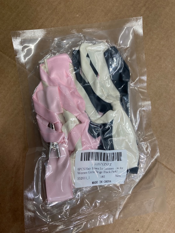 Photo 1 of 6PCS Hair Bows for Women Tassel, Hair Ribbon Bowknot Hair Clips with Long Tail, Silky Satin Hair Bow Clips Ribbon for Black Hair Ribbon Ponytail Metal Clips Hair Bow for Women Girls(Beige Black Pink)