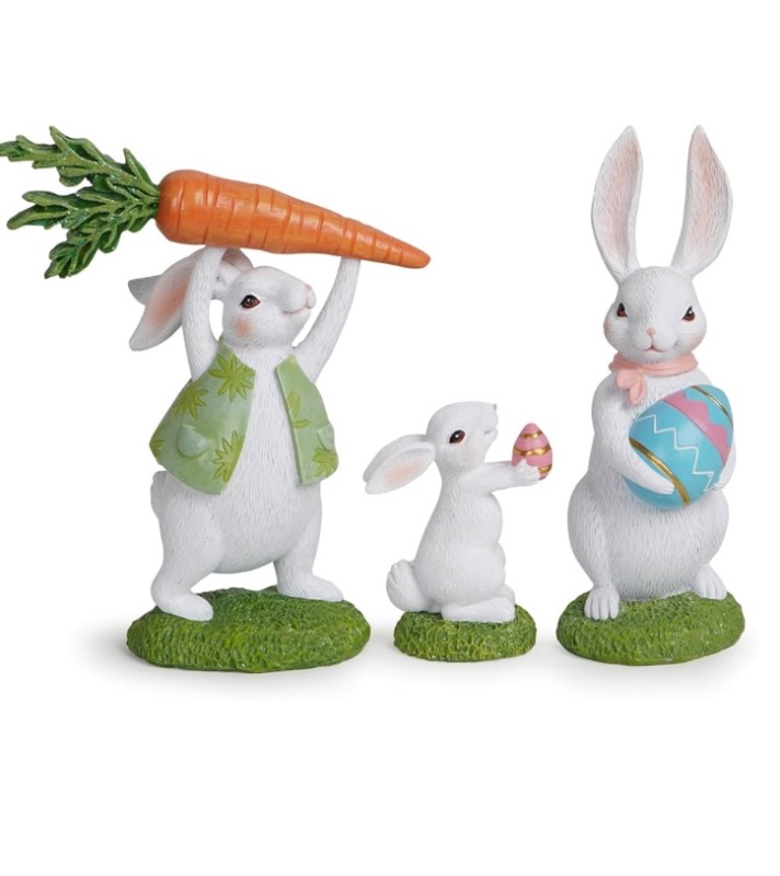 Photo 1 of ***BROWN***Hodao Easter Bunny Decorations Spring Indoor Home Decor Creative Bunny Decorations for a Friendly Family Atmosphere Easter Bunny Figurines Gifts (Creative Family Rabbit 1 BROWN )