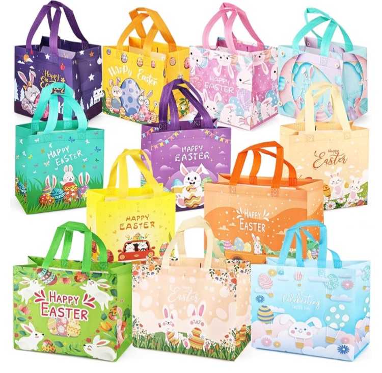 Photo 1 of 12PCS Happy Easter Egg Hunt Bags, Assorted Sizes 