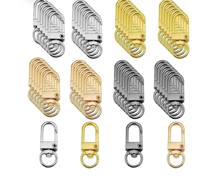 Photo 1 of 48 Pieces Metal Lobster Claw Clasps Swivel LanyardsTrigger Snap Hooks Strap for Keychain Key Rings,DIY Jewelry Making Bracelet Necklace Findings(4 Colors)