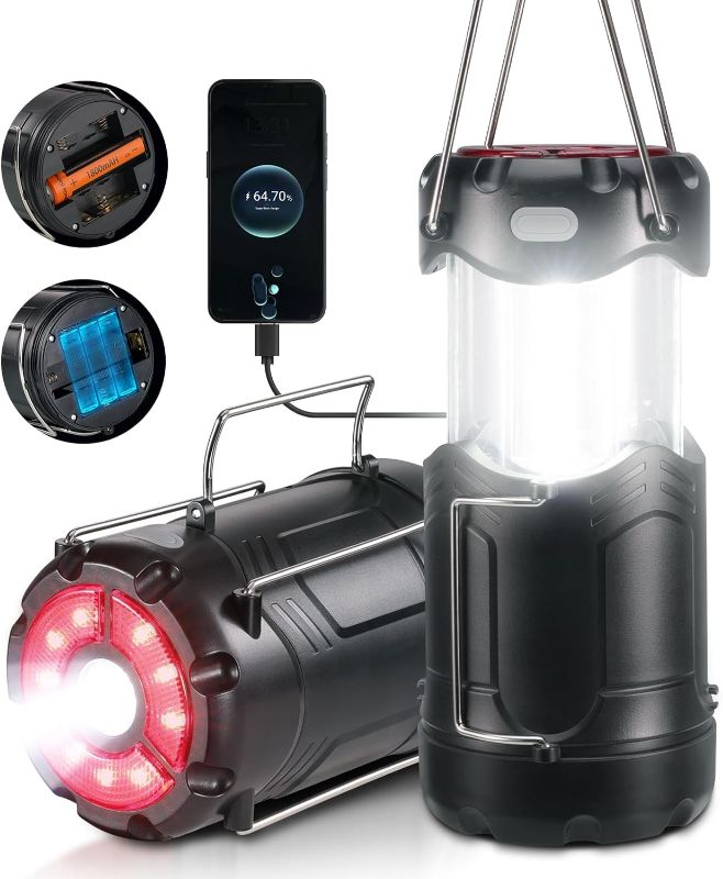 Photo 1 of 2 Pack Collapsible LED Camping Lantern, Consciot USB C Rechargeable and Battery Powered 2-in-1 Emergency Light with Flashlight and Magnetic Base, Power Outages Hurricane Supplies Survival Kits ***** FACTORY SEALED *****