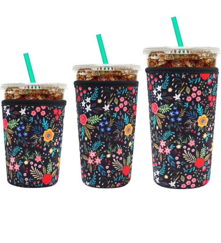 Photo 1 of **BUNDLE OF 2***Reusable Neoprene Insulator Sleeve for Iced Coffee Cups, 3 Pack