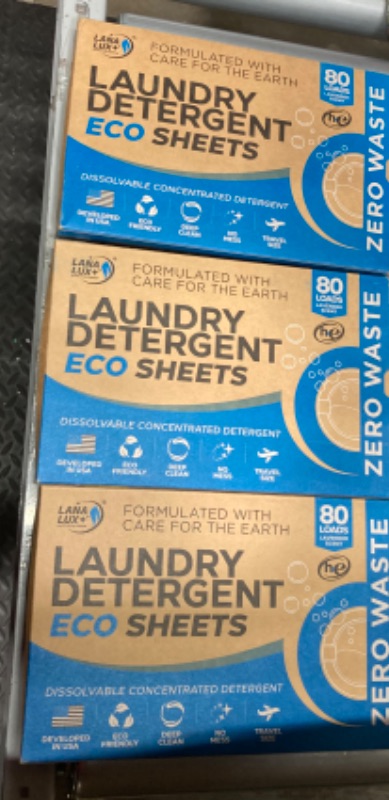 Photo 1 of ***Bundle of 3 **Laundry Detergent Sheets - Laundry Sheets Detergent - Laundry Soap Sheets - Zero Plastic Jugs Natural Washer Sheets - No Mess Laundry Strips & Travel Laundry Detergent - 80 Loads User Friendly Sheets Lavender 80 Count