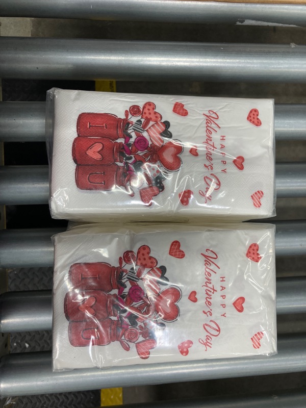 Photo 2 of ***Bundle of 2***Pasimy 100 Pcs Valentines Napkins Bulk Happy Valentine's Day Paper Napkins Red Love Heart Disposable Guest Napkins Hand Towels Cocktail Dinner Decor Napkins for Home Bathroom Kitchen (13 x 15.8Inch) Rectangular