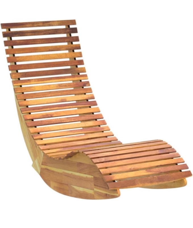 Photo 1 of Chaise Lounge | Rocking Outdoor Lounger Chair Made from Acacia Wood | 330 lbs Capacity Wooden Furniture for Patio, Pool, Sauna