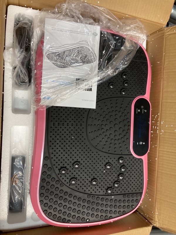 Photo 5 of AXV Vibration Plate Exercise Machine Whole Body Workout Vibrate Fitness Platform Lymphatic Drainage Machine for Weight Loss Shaping Toning Wellness Home Gyms Workout SLIM- PINK