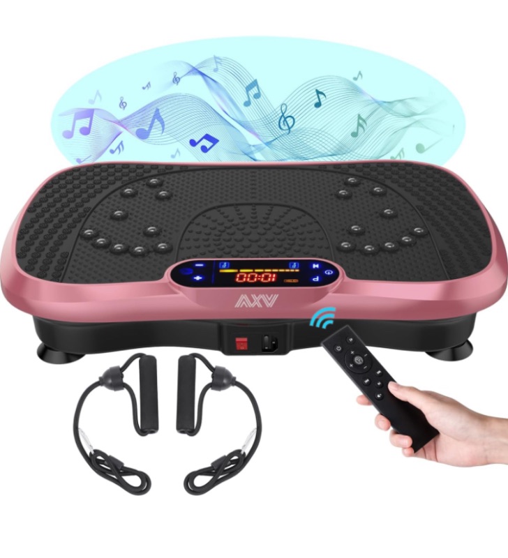 Photo 1 of AXV Vibration Plate Exercise Machine Whole Body Workout Vibrate Fitness Platform Lymphatic Drainage Machine for Weight Loss Shaping Toning Wellness Home Gyms Workout SLIM- PINK