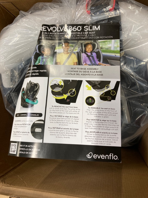 Photo 4 of Evenflo Revolve360 Slim 2-in-1 Rotational Car Seat with Quick Clean Cover (Salem Black) Revolve Slim Quick Clean Cover Salem Black