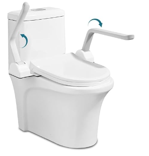 Photo 1 of Eosprim Toilet Seat Risers for Seniors Elongated, Raised Toilet Seat with Handles, Toilet Safety Frames & Rails for Elderly and Handicap, Elevated Shower Commode Chair with Arms, Toilet Lift Grab Bar White