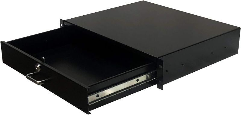 Photo 1 of Aeons 2U Server Cabinet Case Rack Mount 19 inch Sliding Tray Lock Drawer 14" Deep Locking Storage for Data Network Enclosure Tools Storage
