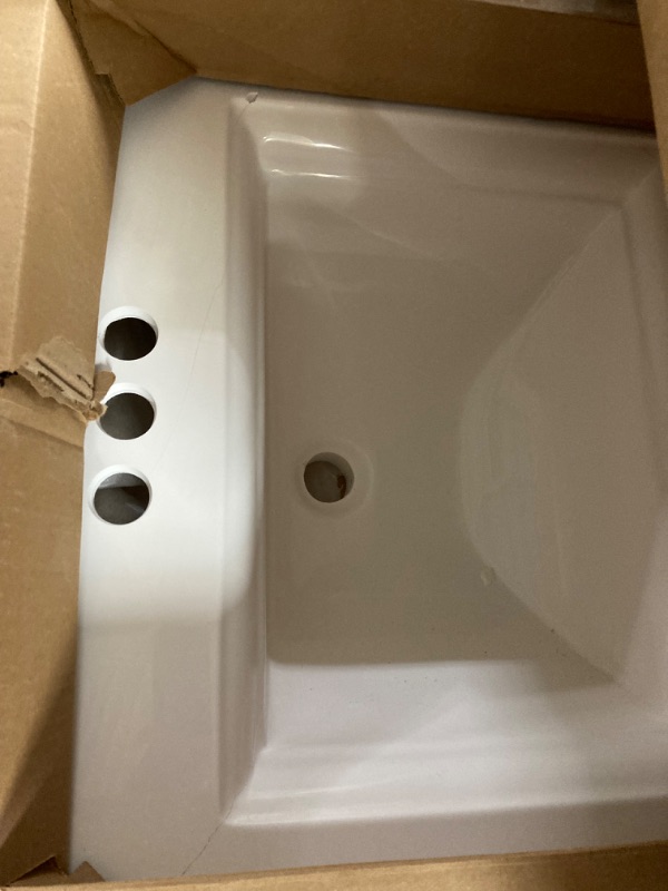 Photo 3 of **SMALL CRACK***Design House 557629-WHT 25-inch Camilla Cultured Marble Centerset Mount Rectangle Singe Bowl Vanity Top with Integrated Backsplash, Solid White 25x22