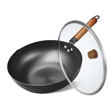 Photo 1 of  Hyoank Wok Pan, 12.6'' Flat Bottom Woks, Woks and Stir Fry Pans with lid, Carbon Steel Wok Suits for all Stoves…