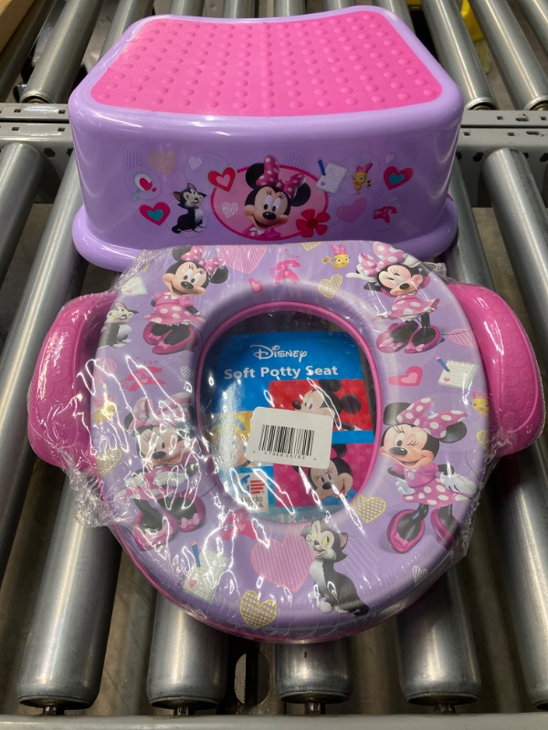 Photo 2 of Disney Minnie Mouse 2 Pc "Happy Helpers" Essential Potty Training Set - Soft Potty Seat, Step Stool