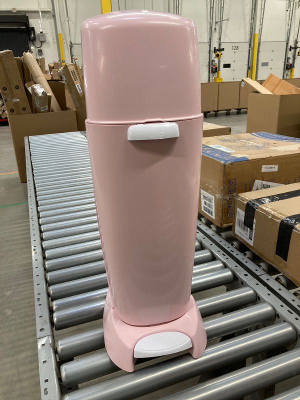 Photo 2 of Diaper Genie Complete Diaper Pail (Pink) with Antimicrobial Odor Control | Includes 1 Diaper Trash Can, 1 Refill Bags, 1 Carbon Filter Pink Pail + 1 Refill