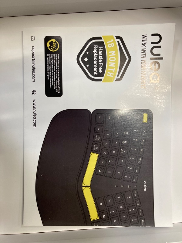 Photo 1 of Nulea Wireless Ergonomic Keyboard, Split Keyboard with Wrist Rest, USB-C Charging, 7-Color Backlight, Natural Typing, Bluetooth and USB Connectivity, Compatible with Windows/Mac
