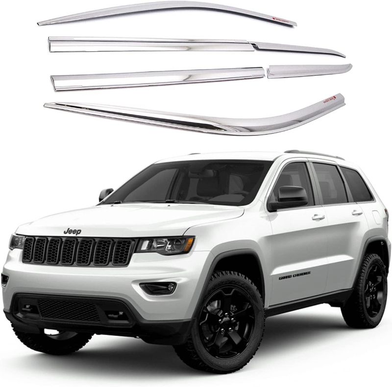 Photo 1 of AUTOCLOVER Tape-On Rain Guards Window Visors 6 Pcs Set for Jeep Grand Cherokee 2014 2015 2016 2017 2018 2019 2020 2021 / Window Deflectors, Out-Channel Vent Shades (Chrome)
