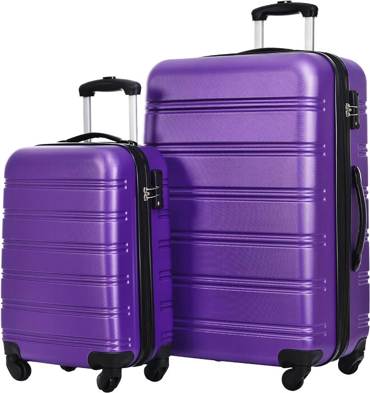 Photo 1 of Merax Luggage Sets of 2 Piece Carry on Suitcase Airline Approved,20/28 IN Hard Case Expandable Spinner Wheels (Purple)