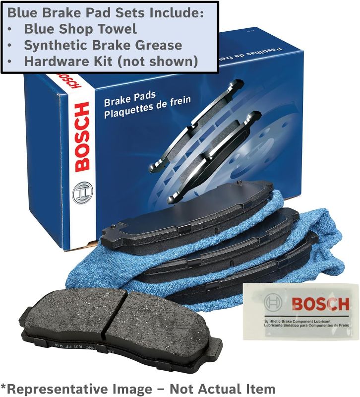 Photo 1 of Bosch BE924H Blue Disc Brake Pad Set with Hardware for Select Hyundai Azera, Elantra, Sonata, Tiburon, Tucson; Kia Amanti, Magentis, Optima, Soul, Sportage; FRONT