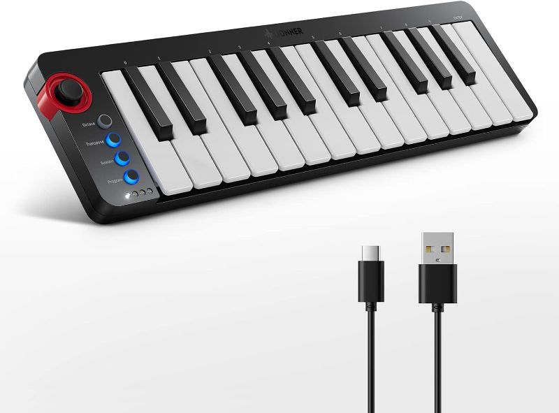 Photo 1 of Donner Mini MIDI Keyboard, N-25 25 Key MIDI Controlle with Velocity-Sensitive Mini Keys&Light-up Rocker and Music Production Software Included, Small MIDI Keyboard with 40 Free Courses
