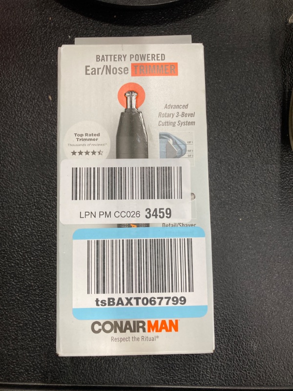 Photo 3 of ConairMan Nose Hair Trimmer for Men, For Nose, Ear, and Eyebrows, Patent 360 Bevel Blade for No Pull, No Snag Trimming Experience, Cordless Trimmer 2 piece Set with Detail and Shaver Attachments
