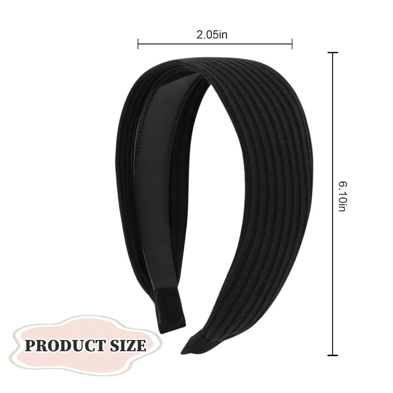 Photo 1 of  Black Headbands for Women, Wide Headbands Large Head Bands for Women's Hair, Non-slip Thick Headbands with Teeth Fashion Hairbands Hair Accessories for Women
